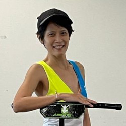 jumping fitness instructor Chloe Tan