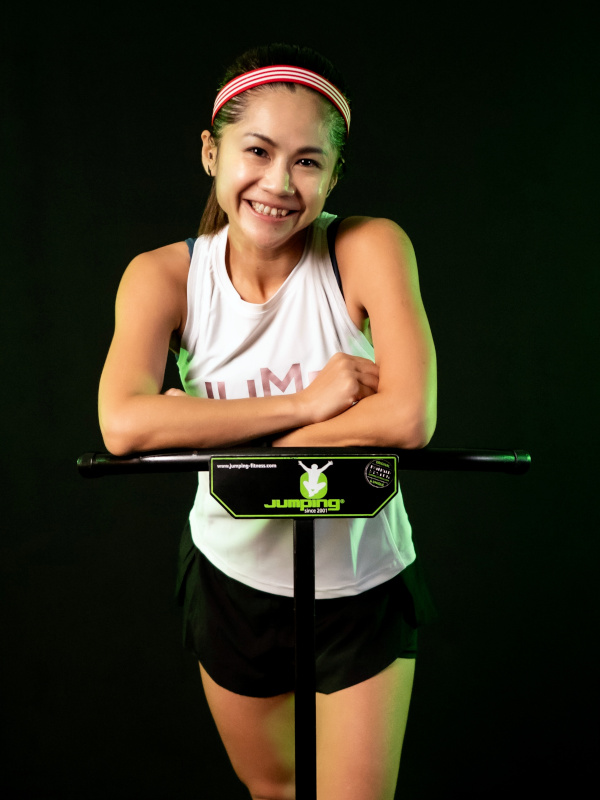 Jumping fitness instructor Melissa Lok